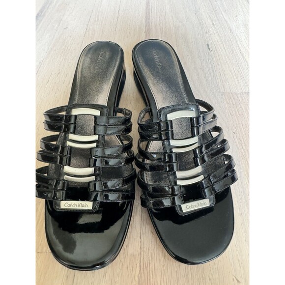 Calvin Klein Sandals Black Wedge Heel Women’s Size 9 - Picture 2 of 10